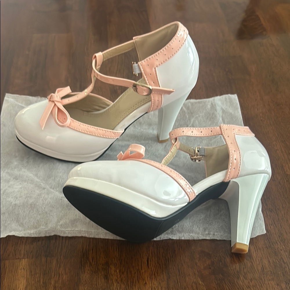 Elegant Pink and White Women's Heels